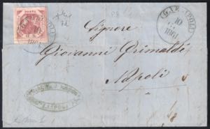 Lettera da GALLIPOLI 10 GIU.1861 per Napoli ... 