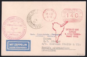 1932 Zeppelin 4° Sudamerikafahrt cartolina ... 