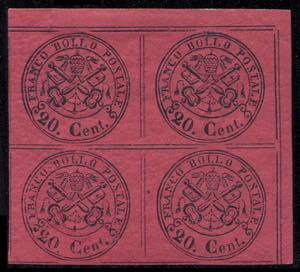 1867 quartina angolo di foglio c.20 rosso ... 