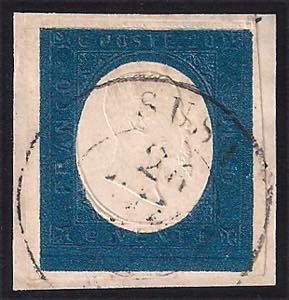 1854 c.20 azzurro (8 cat.450) con ottimi ... 
