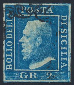 1859 gr.2 azzurro I tav. (6) usato, ottimi ... 