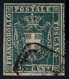 1860 c.20 azzurro (20) usato, ampi margini e ... 