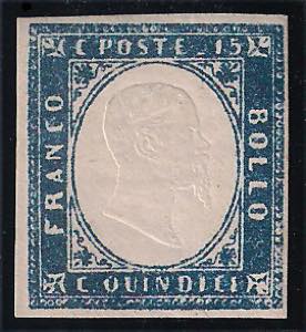 1863 Tipo Sardegna c.15 azzurro grigio scuro ... 