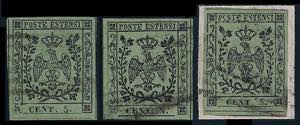 1852 tre esemplari con piccole varietà del ... 