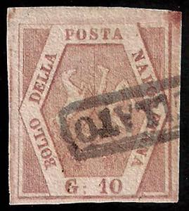 1858 gr.10 rosa brunastro 1a tavola (10 ... 