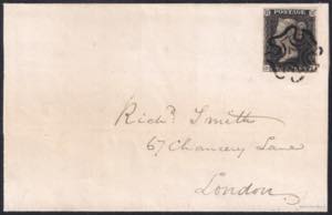 1840 Penny Black lettere D-I tavola 7 con ... 