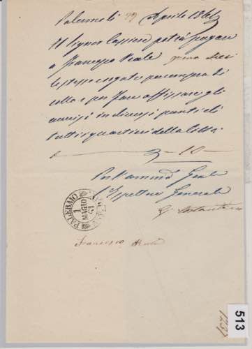 Sicilia,1 maggio 1861, documento a ... 