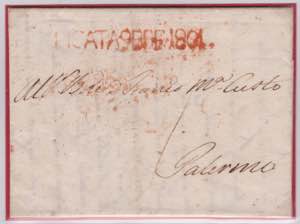 1801-SICILIA-DATARIONE lineare rosso di ... 