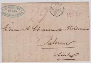 1858-SICILIA-VIA DI MARE-Lettera da Parigi, ... 