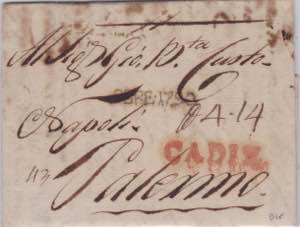 1790-SICILIA-VIA DI MARE-Lettera da Cadiz ... 