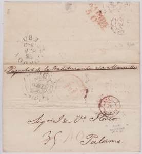 1843-SICILIA-VIA DI MARE-Lettera da Londra ... 