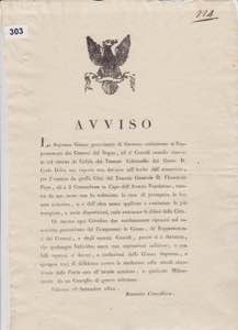 Palermo 16 settembre 1820. Avviso per la ... 