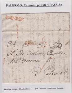 1804-SICILIA-Lettera dal Cammino di Posta di ... 