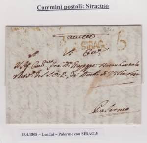 1808-SICILIA-Lettera da Lentini a Palermo, ... 