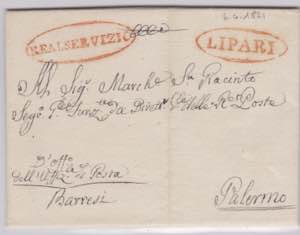 1821-SICILIA-Lettera da Lipari per Palermo. ... 