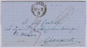 Sicilia,15.3.1861, da Regalbuto, via Catania ... 