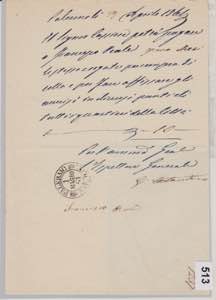 Sicilia,1 maggio 1861, documento a firma di ... 