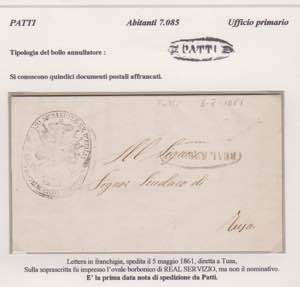 Sicilia.5.5.1861,Lettera da Patti per Tusa. ... 