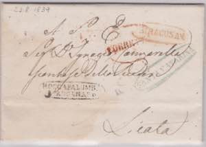 1839-SICILIA-Lettera da Siracusa,via Palermo ... 