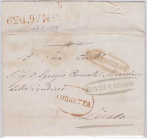 1839-SICILIA-Lettera da Siracusa,via Palermo ... 