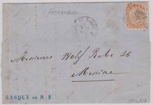 Storia Postale-1868-DLR.   FORWARDER da ... 