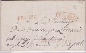 1848-NAPOLI-Lettera FRANCA da Maglie per ... 