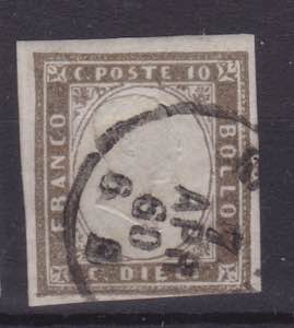 1860-Sardegna-IV emissione-10c bruno grigio ... 