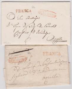1850/51-NAPOLI-2 lettere FRANCA da Sulmona ... 