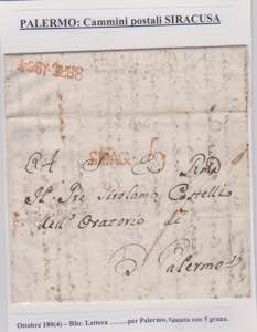 1804-SICILIA-Lettera dal Cammino di Posta di ... 