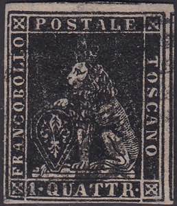 1857-Toscana-1 quattrino nero, su carta ... 