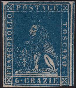 1857-Toscana-6 crazie,azzurro vivo, Sassone ... 