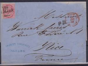 1865-Regno-DLR. 40c su lettera da Napoli a ... 