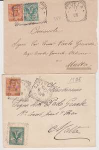 1901-Vitt.Em.III- Due lettere affrancate per ... 