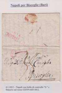 1812-NAPOLI-Lettera da Napoli per Bisceglie. ... 