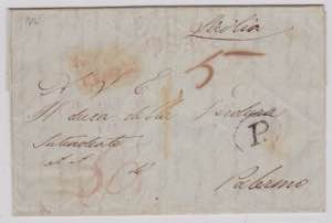 1850-SICILIA-Lettera da Malta,via Messina ... 