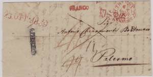 1839-SICILIA-Incoming mail da Trieste per ... 