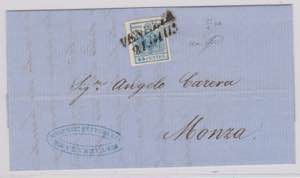 1856-45c azzurro vivo, Sassone n.22a, su ... 