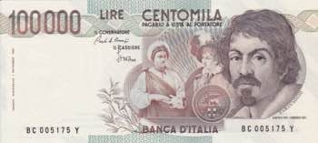 REPUBBLICA. Banca dItalia. 100000 ... 