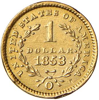 USA. 1 Dollaro 1853 Liberty. AU (g ... 