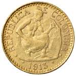 COLOMBIA. Repubblica. 5 Pesos 1913. AU (g ... 