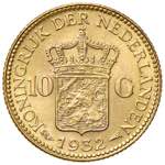 OLANDA. 10 Gulden 1932. AU (g 6,72). KM 162.