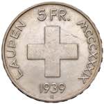 SVIZZERA. Confederazione. 5 Franchi 1939. AG ... 