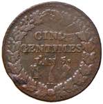 FRANCIA. Direttorio (1795-1799). 5 centimes, ... 