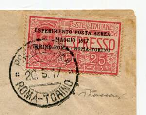 Lettera Posta Aerea Roma- Torino 20 MAG 1917 ... 