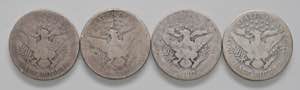 USA. Lotto di 4 monete: 1/2 Dollaro 1898, ... 
