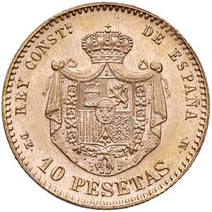 SPAGNA. Alfonso XII (1874-1886). 10 Pesetas ... 