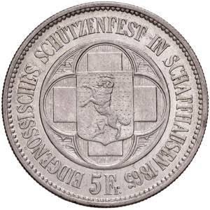 SVIZZERA. 5 Franchi 1865 Tiro Federale di ... 