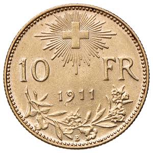SVIZZERA. Confederazione. 10 Franchi 1911 B. ... 