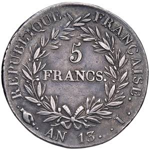 FRANCIA. Napoleone I (1804-1815). 5 Franchi ... 