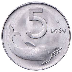 REPUBBLICA (dal 1946). 5 Lire 1969 cifra 1 ... 